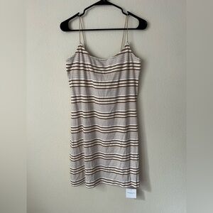 NWT American Eagle Outfitters Cream and Tan Striped Slip Mini Dress